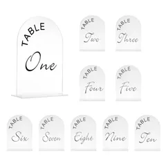 uxcell アーチアクリルサイン スタンド付き アクリル アーチテーブルナンバーホルダー ウェディングパーティー テーブルセンターピースの装飾用 マ ットホワイト 12.7 x 17.8 cm ナンバー1-10 10個