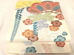 平和屋着物◎六通柄袋帯　唐織　草花文　正絹　逸品　AAAR8383yx