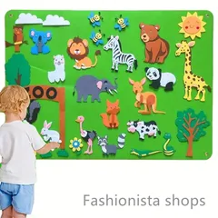 【新品未使用】子供向けインタラクティブフェルトストーリーボードセット: 動物フィギュア★壁掛けギフト★楽しくて教育的なゲーム★クリスマス ハロウィン 感謝祭 ギフトqqt21