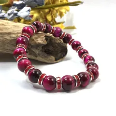 ピンクタイガーアイ パワーストーン ブレスレット 10mm （レッド）メンズ・レディース 男性・女性 数珠ブレス 開運  [3] 