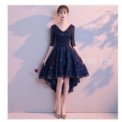 ピアノ 結婚式 花嫁 成人式 上品3.17 オペラ声楽 パーディードレス ステージ衣装 ミモレドレス ウエディングドレス お姫様ドレス プリンセス 袖あり 忘年会