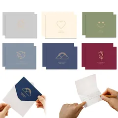 【新着商品】感謝カード 12枚 レターセット おしゃれ ミニカード thank you カード 箔押し お祝いのカード 封筒やシール付き 挨拶状 ありがとう 誕生日 記念日 結婚式 感謝の日 七夕 バレンタインデー お礼状用 プレゼント 祝賀カード