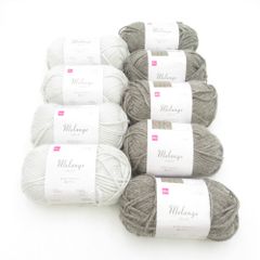 DAISO ダイソー 毛糸 メランジ 9玉セット ホワイト グレイッシュブラウン 1玉60ｇ 約108ｍ 並太 秋冬毛糸 未使用品