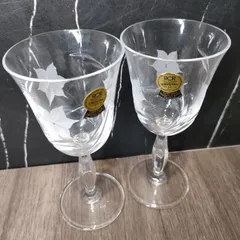 11【新品・未使用】RCR クリスタル ペア ワイングラス ハンドメイド ボヘミアグラス 2客セット アンティーク vintage インテリア オブジェ 骨董 ワイン アルコール 切子 コレクション 酒器 SOGA エーデルワイス 昭和 レトロ