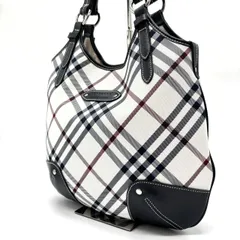 ✨美品✨ BURBERRY バーバリー トートバッグ ハンドバッグ ノバチェック 総柄 シルバー金具 ロゴタグ A4収納 大容量 キャンバス レザー レディース ホワイト 白色 ブラック 黒色