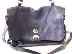 ZANELLATO ザネラート ■ ポスティーナ M 2WAY トート ショルダーバッグ ブラック系 レザー レディース メンズ□ 7F