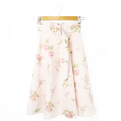 トッコ TOCCO closet スカート フレア ミモレ ロング ハイウエスト ベルト チューリップ 花柄 M ピンク /CK27