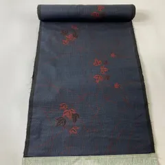 反物 秀品 紬 蔦 紺色 正絹 【中古】