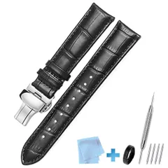 ハンドラグ幅：20ｍｍ) (ブラック 防汗 防水 Dバックル 交換ベルト 腕時計ベルト20mm/22mm/24mm PU革時計バンド Sha] [Sea