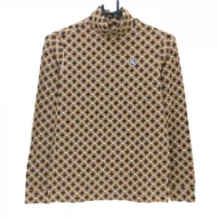 【超美品】パーリーゲイツ 長袖ハイネックシャツ ブラウン×白×黒 総柄 ロゴ レディース 0(S) ゴルフウェア PEARLY GATES