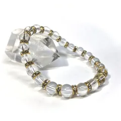 水晶 パワーストーン ブレスレット  8mm 4月 誕生石 （ゴールド）メンズ・レディース　男性・女性　数珠ブレス　開運  [5]
