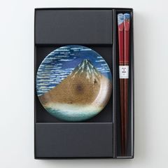 北斎赤富士　小皿箸揃