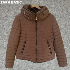ZARA BASIC ブラウン キルティング ジャケット フード付き Lサイズ