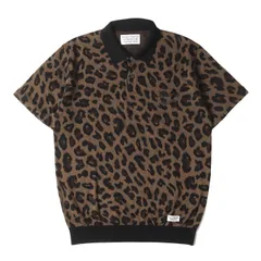 【美品】WACKO MARIA ワコマリア ポロシャツ サイズ:L / 23SS レオパード柄 ジャガード ニット ポロシャツ (LEOPARD KNIT POLO SHIRT) / ブラウン / トップス 半袖【メンズ】【中古】