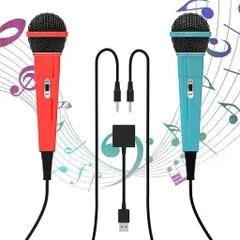 ElnicecSwitch2/Switch用カラオケマイク【2025年NEWモデル・2本セット】2.0USB高集音力有線マイク2人同時に歌える軽量単一指向性低ノイズ接続簡単3mの強靭なケーブルSwitch/Switch