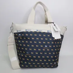 レスポートサック LesportSAC タグ付き BUCKET TOTE DENIM SHIBA PIXEL デニムシバピクセル トートバッグ ショルダーバッグ ネイビー系 E042200161 0504