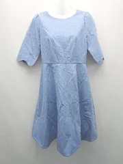 ◇ leurlogette デニム バックファスナー タック ガーリー 半袖 ロング丈 ワンピース サイズ1 ブルー レディース E  【1308160027622】