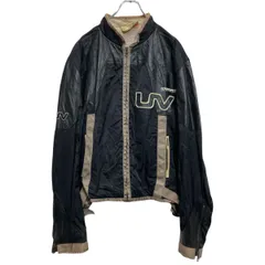 DIESEL レザー ナイロン切替 バイカージャケット 2XL ブラック ベージュ ULTRA VIOLENT SKIN BLOCK 90's 古着卸 アメリカ仕入 a701-6241