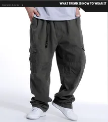 ゆったりパンツ カーゴパンツ メンズ 太め 長ズボン おしゃれ サルエルパンツ カジュアルパンツ 4color グレー/黒/イエロー/グリーン ポケット 袴パンツ メンズ オールシーズン 綿 無地 大きいサイズ xinyi04