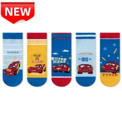 ⭐新品⭐キッズ カーズ 靴下 5足セット 14-16cm 16-18cm 18-20cm ライトニングマックイーン 子供 ソックス 男の子 女の子 プレゼント ギフト キャラクター グッズ CARS 滑り止め 綿混素材  ブルー レッド イエロー ライトブルー