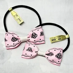 バラとレースリボンのキッズゴム