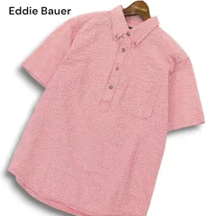 Eddie Bauer エディーバウアー シアサッカー★ 半袖 ストライプ ボタンダウン ポロシャツ Sz.S　メンズ アウトドア