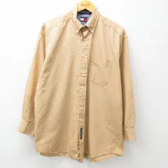 XL/古着 トミーヒルフィガー 長袖 ブランド シャツ メンズ 90s 大きいサイズ コットン ボタンダウン ベージュ系他 カーキ チェック 25mar17