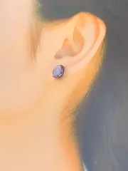 【ハンドメイド】紫マーブル レジンイヤリング シンプル＆上品デザイン