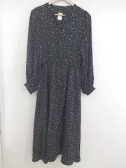 ◇ w closet ダブルクローゼット 花柄 長袖 ロング ワンピース サイズF ネイビー パープル系 マルチ レディース P  【中古】 【1209280001571】のサムネイル