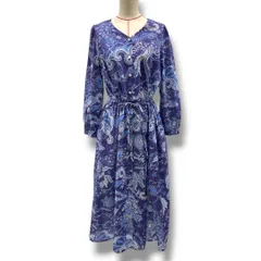 Crespi × LIBERTY クレスピ リバティ コラボ シャツワンピース ロング 長袖 ドローコード ペイズリー柄 総柄 104-1203 青 ブルー 38サイズ レディース 秋 ゴーゴー古着マルイ北千住店 23 No.910