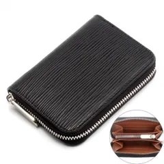 高級感あるシンプルコインケース ラウンドファスナー 小銭入れ 合成皮革 茶色