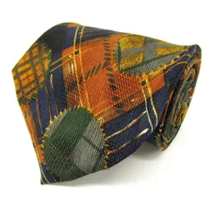 エルメネジルドゼニア ブランド ネクタイ チェック ドット 格子柄 シルク PO メンズ ネイビー Ermenegildo Zegna 【中古】