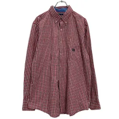 CHAPS 長袖 チェックシャツ L レッド ホワイト チャップス ボタンダウン ワンポイントロゴ 古着卸 アメリカ仕入 a701-5075のサムネイル