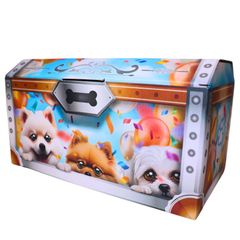 ワンダーランド 宝箱 ギフトボックス ラッピング デザインダンボール箱 おもちゃ箱 メッセージカード 犬　いぬ　ぴきしぇも