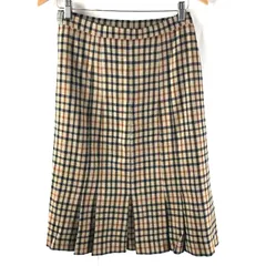 ダックス Daks スカート チェック プリーツ ロング 裏地付き ファスナー ブラウン 946814