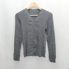 ◇ ⊇ NATURAL BEAUTY BASIC リブニット Vネック 長袖 カットソー サイズFR ダークグレー レディース E  【1502030030655】