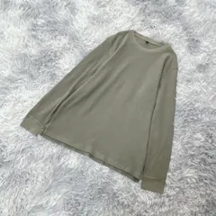【完売】UNIQLO  ユニクロ  長袖カットソー  ワッフル生地  リブ袖  (XL)  カジュアル  一点もの  メンズ  緑系  グリーン【送料無料】