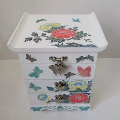 木製 ミニチェスト 花柄ペイント - メルカリ