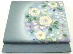 平和屋着物○太鼓柄袋帯 作家物 絞り 辻が花 銀通し地 正絹 逸品