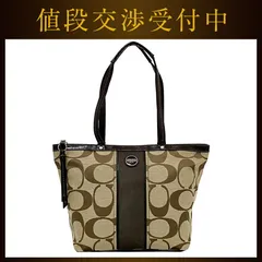 コーチ トートバッグ ec-22399 ベージュ ブラウン シグネチャー