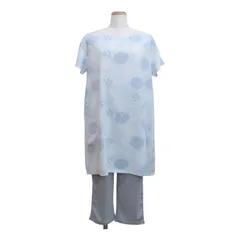 【特価商品】レーヨンプリントチュニックワンピ＆レギンスセット レディース ルームウェア BL [飛馬日本] M～L