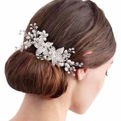新品　ヘアアクセサリー　髪飾り　コーム　結婚式　ウェディング　花　卒業式　卒園式　成人式　ヘア　アクセサリー　ヘッドドレス　フラワー　パール　かわいい　綺麗　シルバー　ゴージャス　お呼ばれ　イベント　行事　レディース　女　女子　まとめ髪　お祭り　浴衣　着物