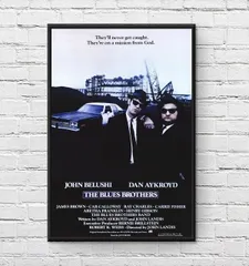 ブルースブラザーズポスター　【サイン入り】 Amazon.co.jp: 映画 ブルースブラザース ポスター 白黒 金属製