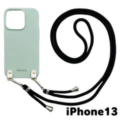 【新品未使用】iPhone13 アイフォン13 ケース(くすみグリーン/ブラック)ひも TPU カバー ストラップ myones 斜め掛け zmyones002-ps1-st25-iphone13-gr-bk