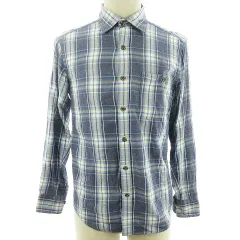 エディーバウアー EDDIE BAUER シャツ ステンカラー 長袖 薄手 コットン チェック XS 青 白 ブルー ホワイト トップス /BTのサムネイル
