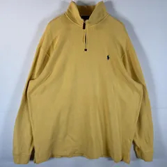 古着 ポロ・ラルフローレン POLO RALPH LAUREN スウェット ハーフジップ ワンポイントロゴ刺繍 大きいサイズ ニット XXL  イエロー メンズ