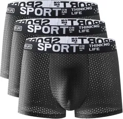 Sunny & Sunny メンズ ボクサー メッシュ 速乾 セット パンツ(ブラック3枚,  M)