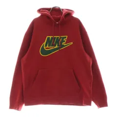 NIKE (ナイキ) 19AW ×SUPREME LEATHER APPLIQUE HOODED SWEATSHIRT レザーアップリケプルオーバースウェットパーカー レッド CK6225-687