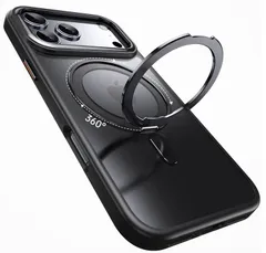 【スマホケース】 iPhone16/16pro/17/17pro/17pro max リング付き マグネット搭載 黒