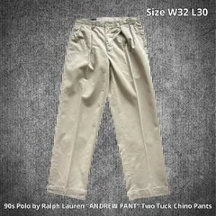 90s Polo by Ralph Lauren “ANDREW PANT” Two Tuck Chino Pants ポロバイラルフローレン アンドリューパンツ ツータックチノパンツ ライトベージュ W32 L30 スリランカ製 テーパードシルエット